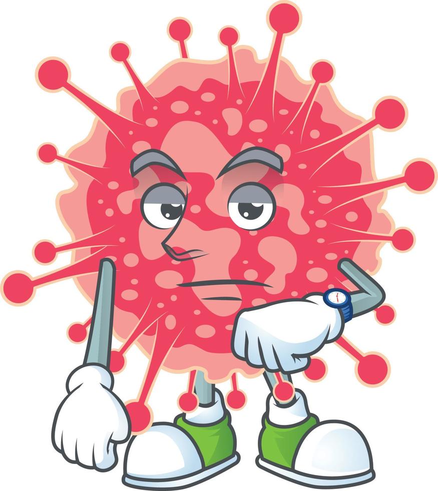 une dessin animé personnage de coronavirus urgence vecteur