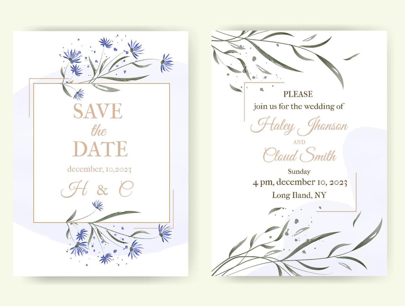 mariage invitation décoré avec aquarelle fleurs. vecteur