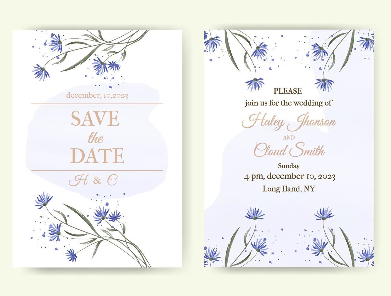 mariage invitation dans rustique style. aquarelle vecteur illustration avec fleurs.