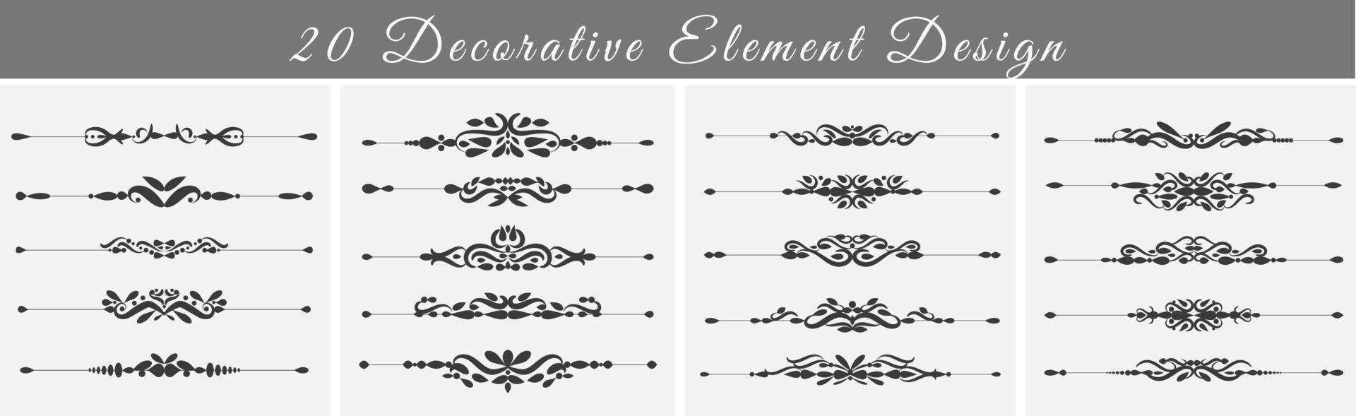 20 ensemble de main tiré décoratif diviseur floral éléments illustration conception pour votre essentiel projets. vecteur