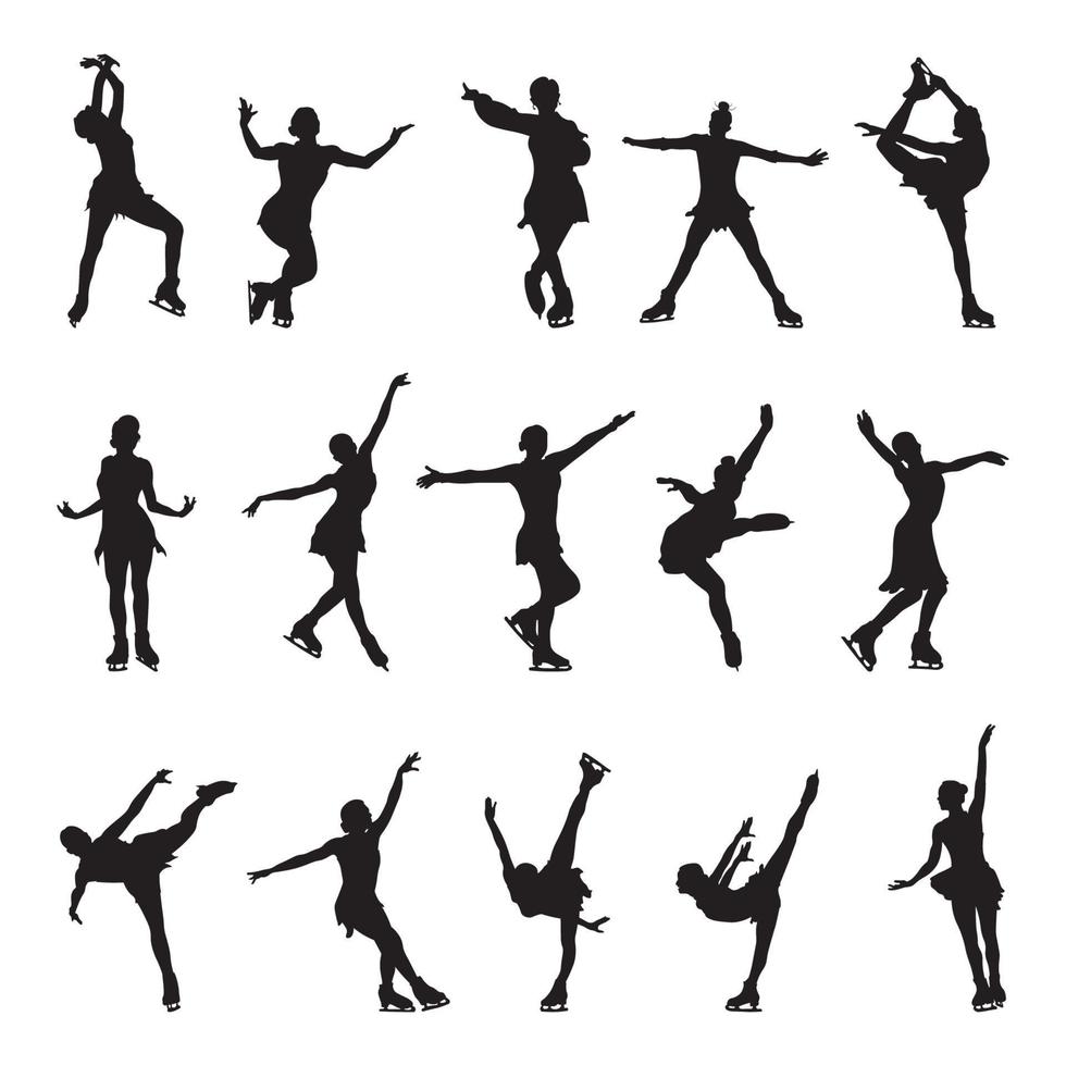 ensemble la glace patin silhouette vecteur illustration.