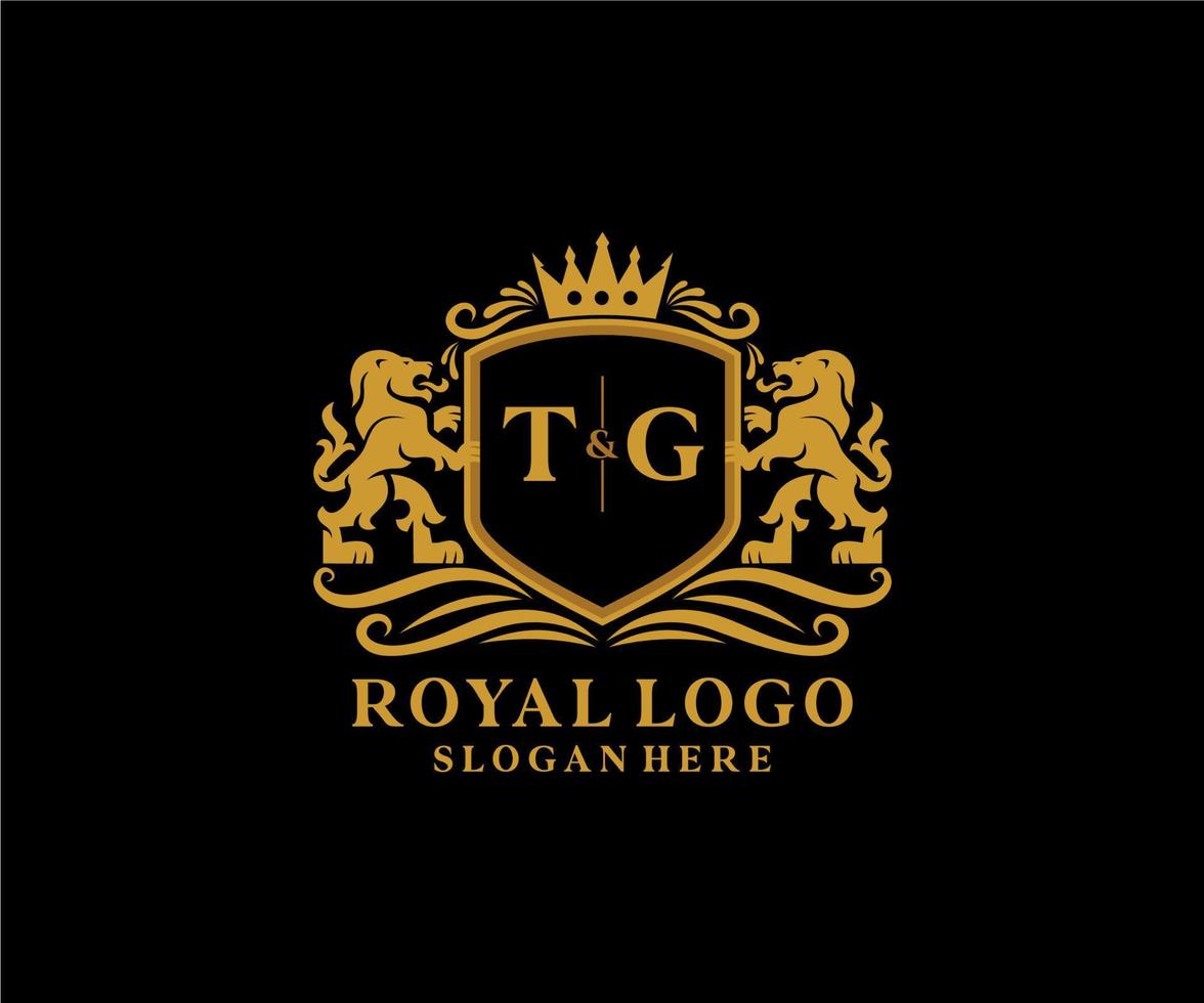 modèle de logo de luxe royal lion lettre initiale tg dans l'art vectoriel pour le restaurant, la royauté, la boutique, le café, l'hôtel, l'héraldique, les bijoux, la mode et d'autres illustrations vectorielles.