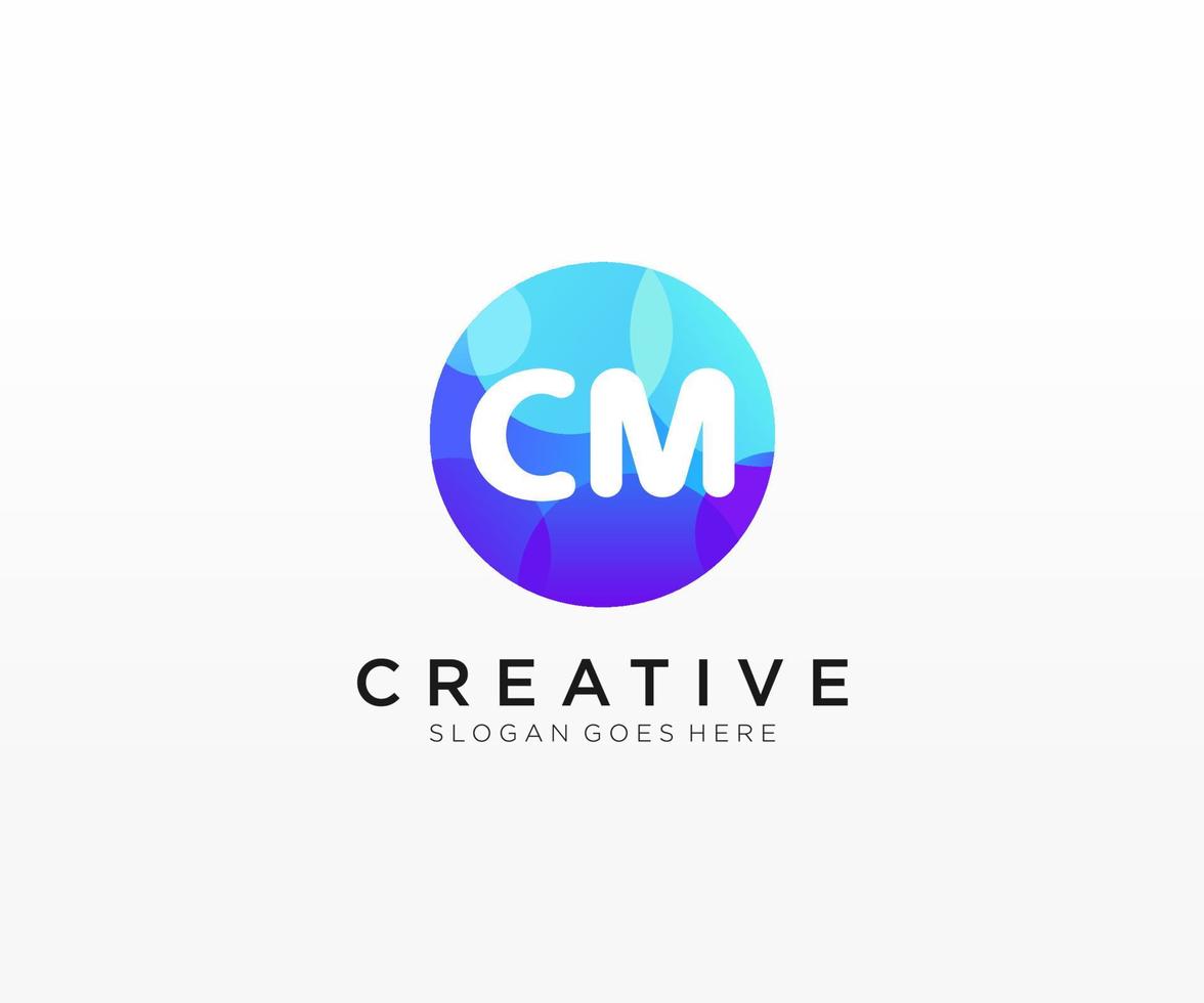 cm initiale logo avec coloré cercle modèle vecteur. vecteur