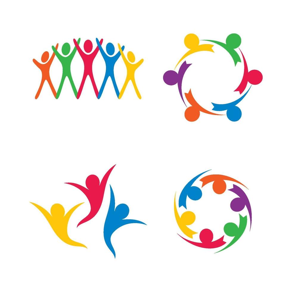 ensemble de conception d'images de logo de soins communautaires vecteur