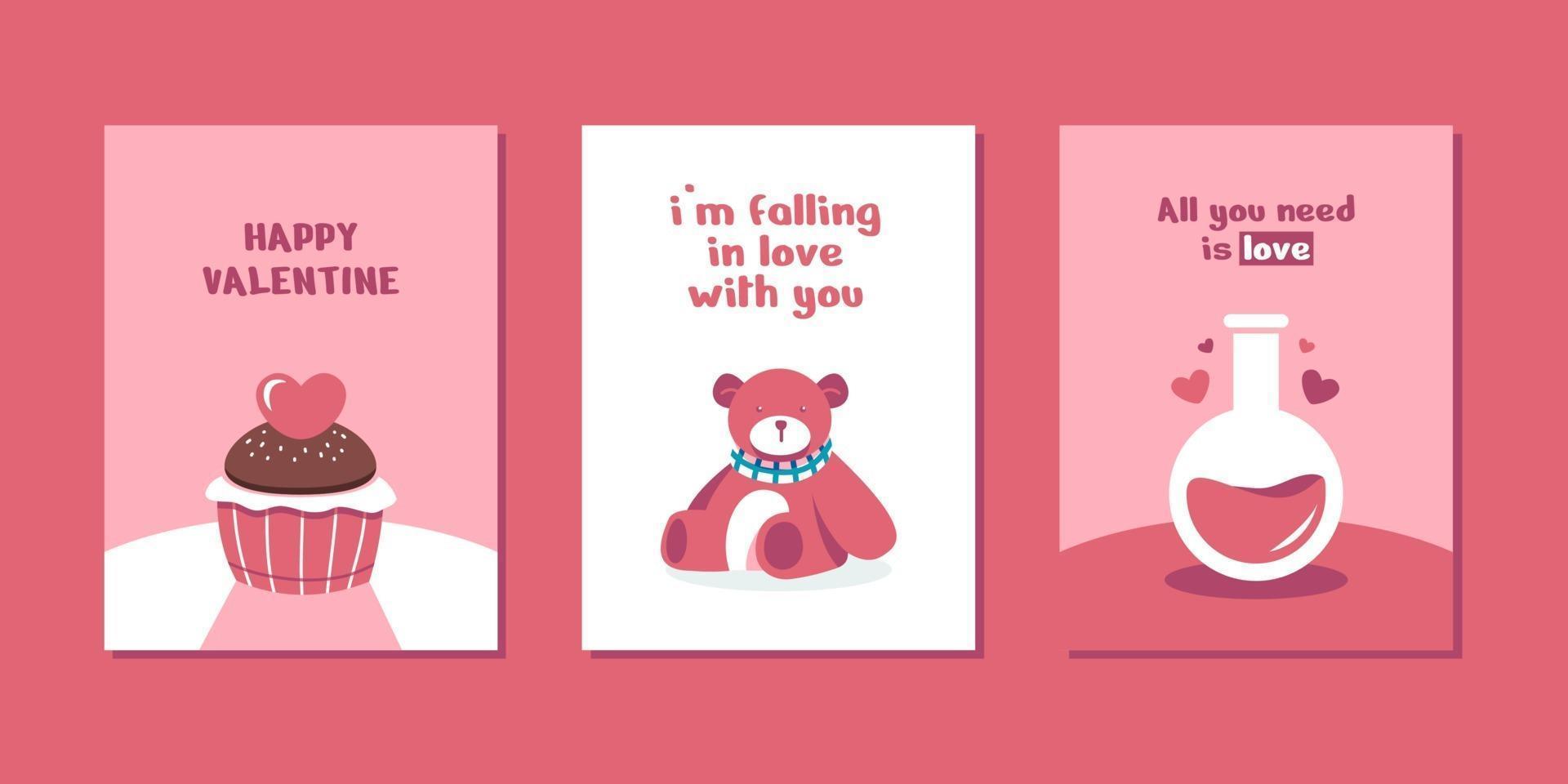 illustrations de la saint-valentin pour des affiches de cartes ou des autocollants vecteur