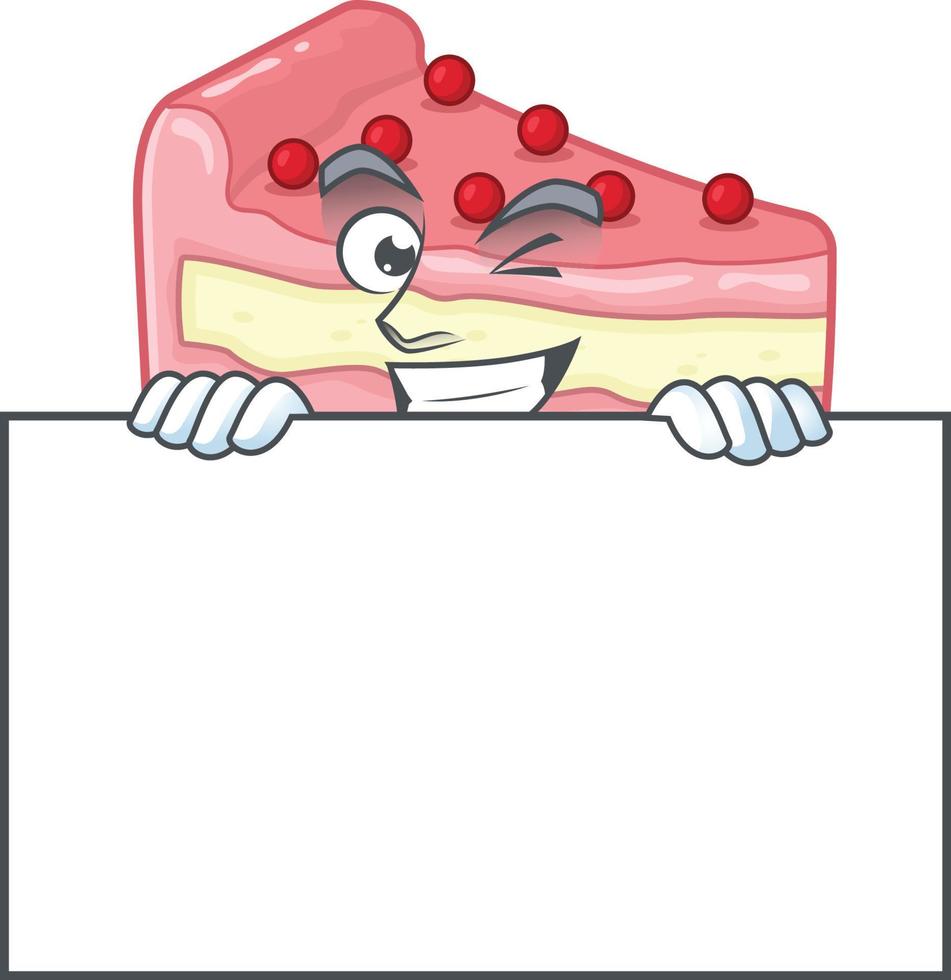 fraise tranche gâteau dessin animé personnage vecteur