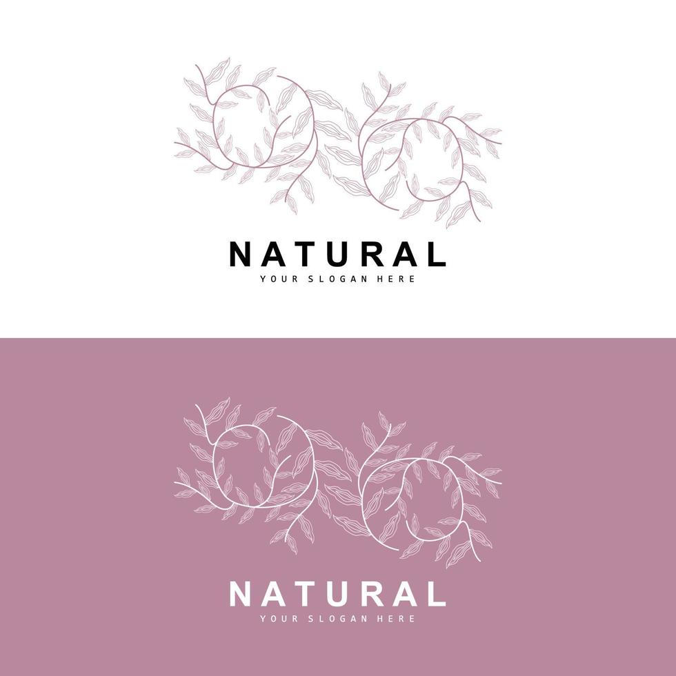 Facile botanique feuille et fleur logo, vecteur Naturel ligne style, décoration conception, bannière, prospectus, mariage invitation, et produit l'image de marque