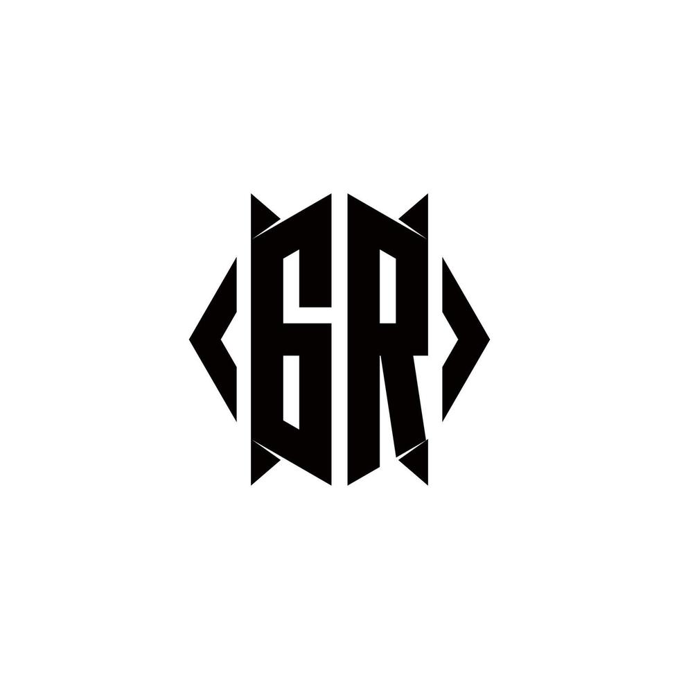 gr logo monogramme avec bouclier forme dessins modèle vecteur