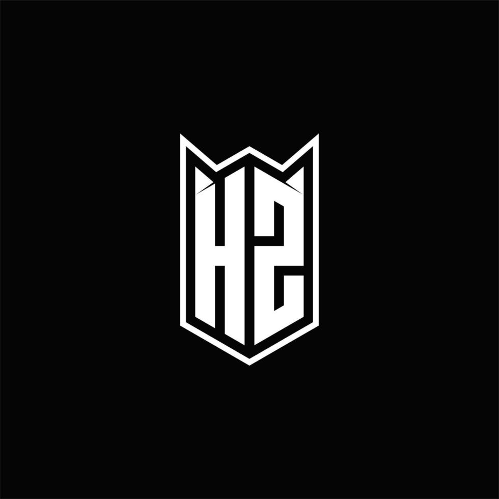 hz logo monogramme avec bouclier forme dessins modèle vecteur