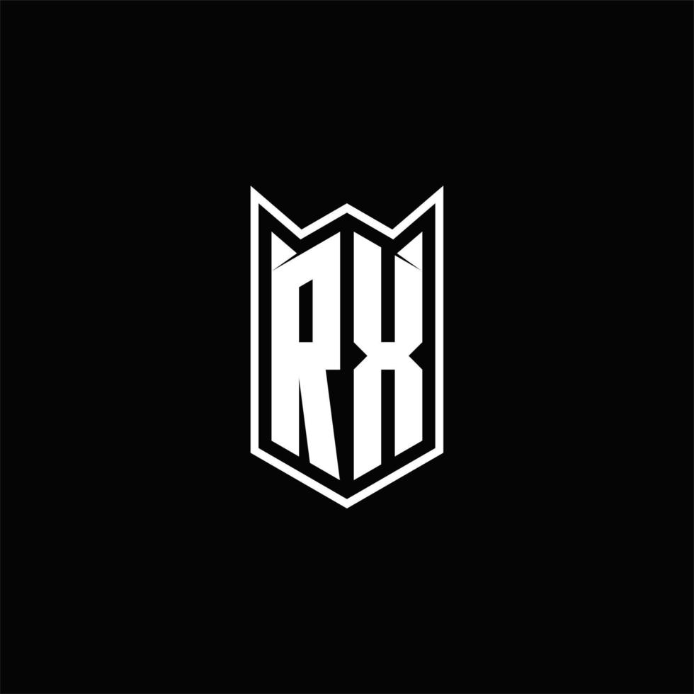 rx logo monogramme avec bouclier forme dessins modèle vecteur