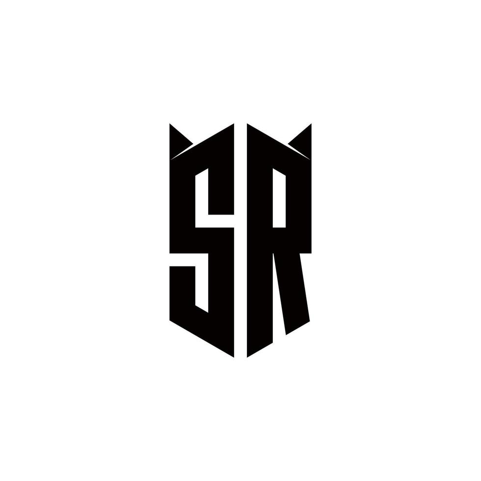 sr logo monogramme avec bouclier forme dessins modèle vecteur