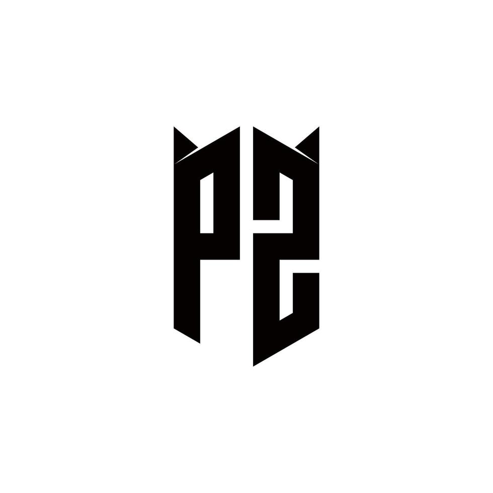 pz logo monogramme avec bouclier forme dessins modèle vecteur