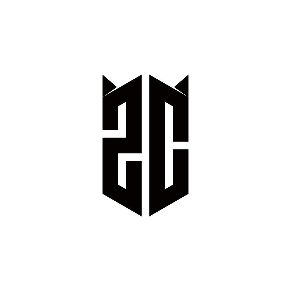 zc logo monogramme avec bouclier forme dessins modèle vecteur