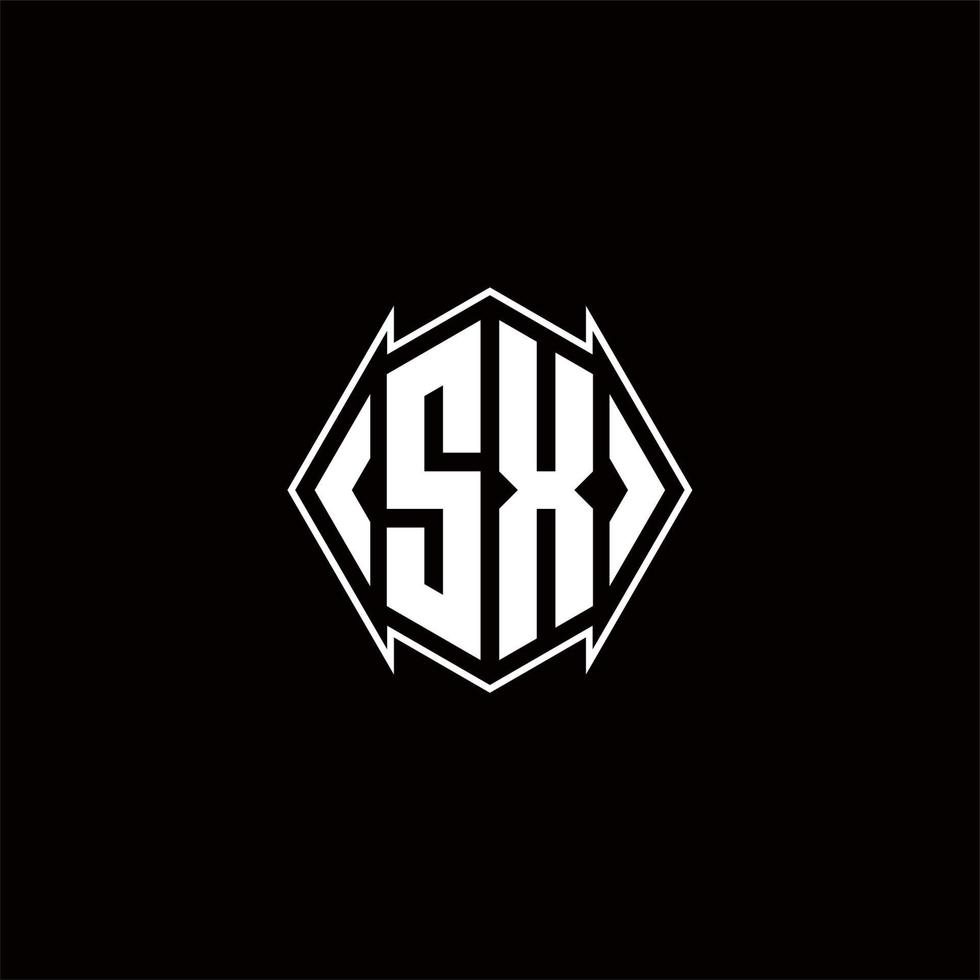 sx logo monogramme avec bouclier forme dessins modèle vecteur