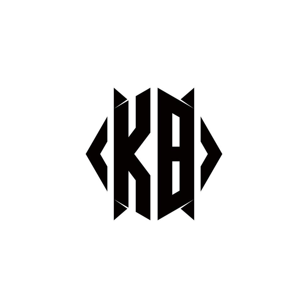 Ko logo monogramme avec bouclier forme dessins modèle vecteur