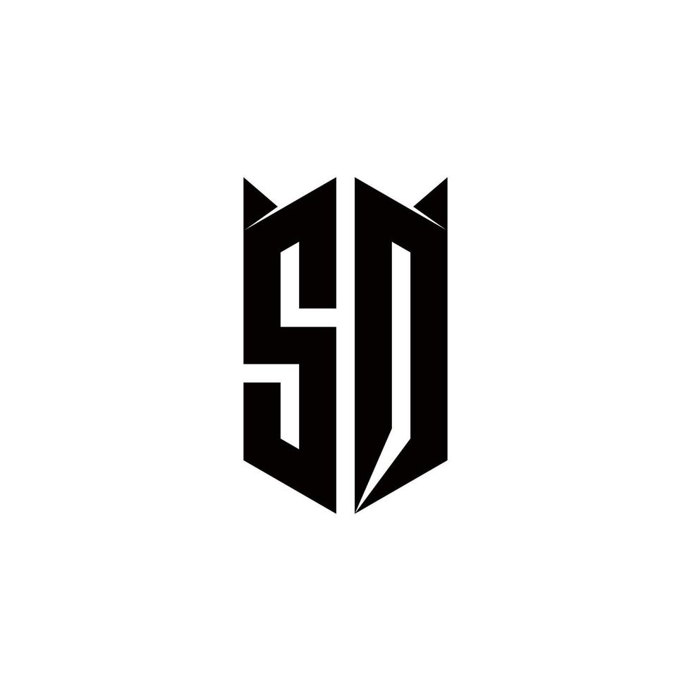 sq logo monogramme avec bouclier forme dessins modèle vecteur