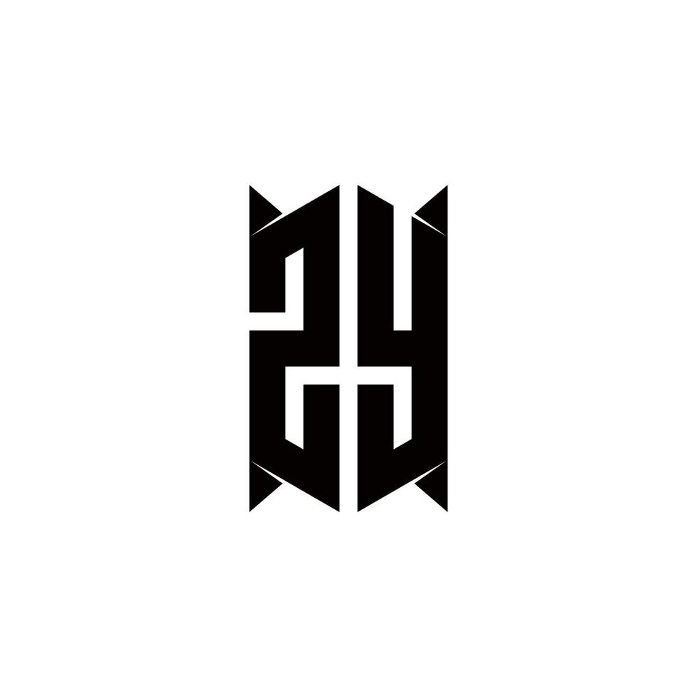 zy logo monogramme avec bouclier forme dessins modèle vecteur
