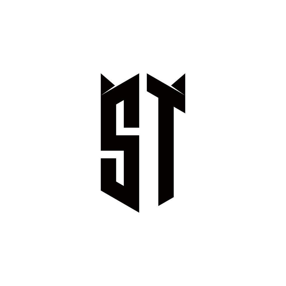 st logo monogramme avec bouclier forme dessins modèle vecteur