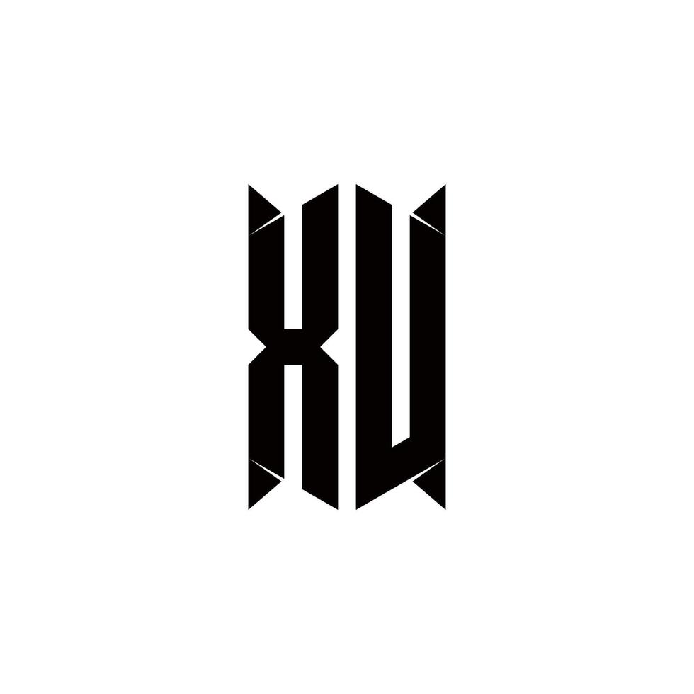 xu logo monogramme avec bouclier forme dessins modèle vecteur