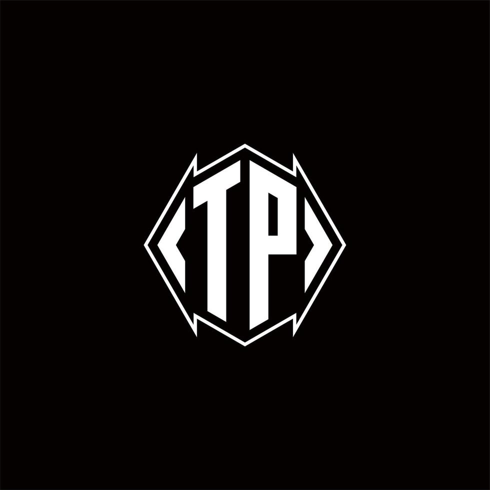tp logo monogramme avec bouclier forme dessins modèle vecteur