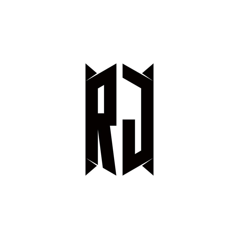 rj logo monogramme avec bouclier forme dessins modèle vecteur