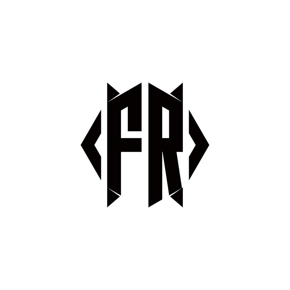 fr logo monogramme avec bouclier forme dessins modèle vecteur