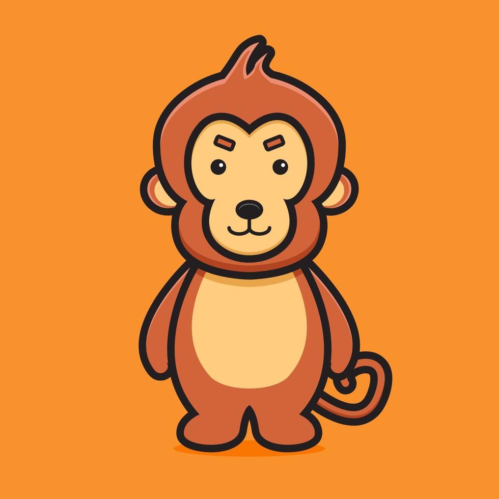 mignon, singe, mascotte, caractère, dessin animé, vecteur, icône, illustration vecteur