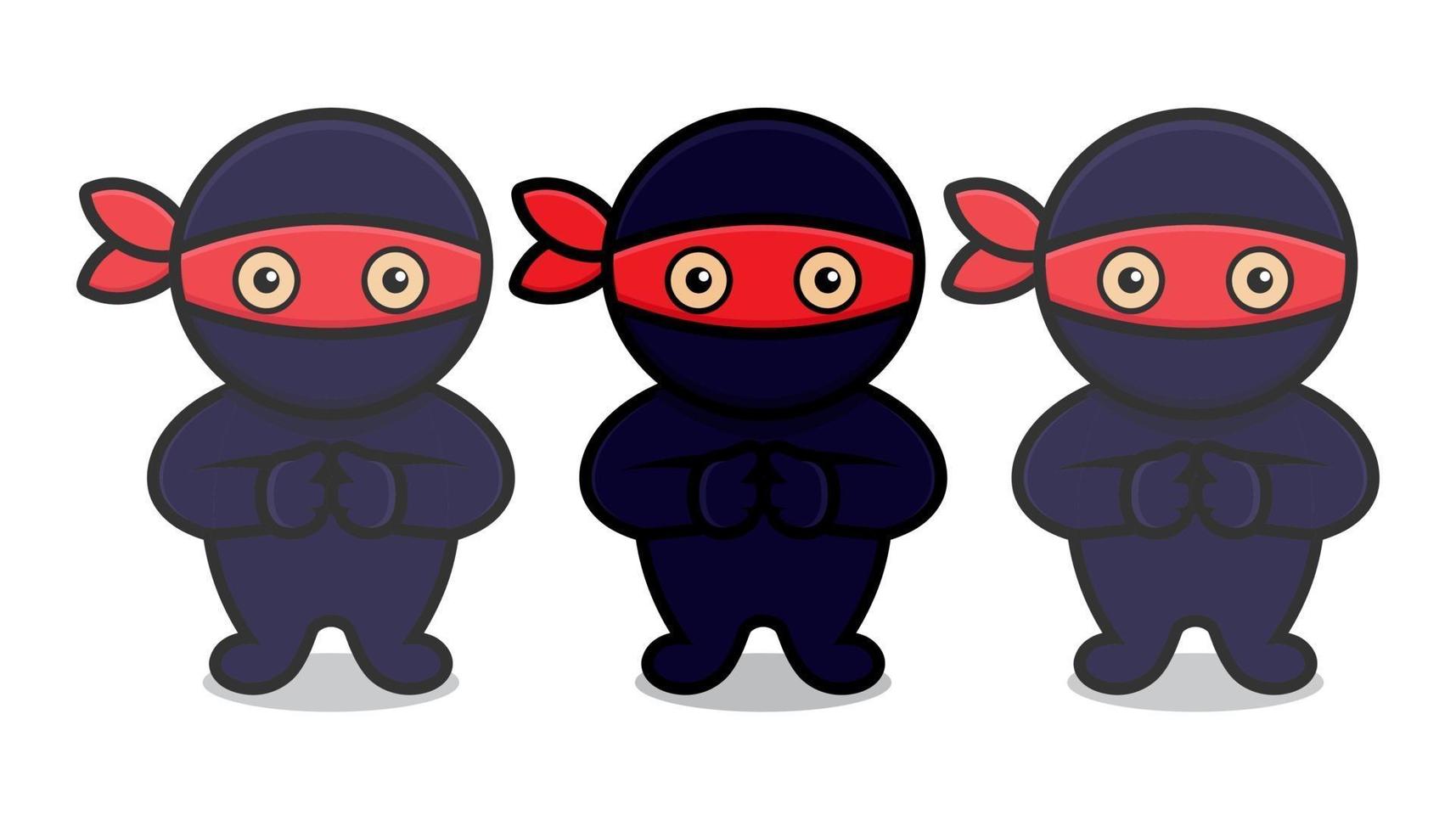 personnage de mascotte ninja bleu mignon faire un clone vecteur