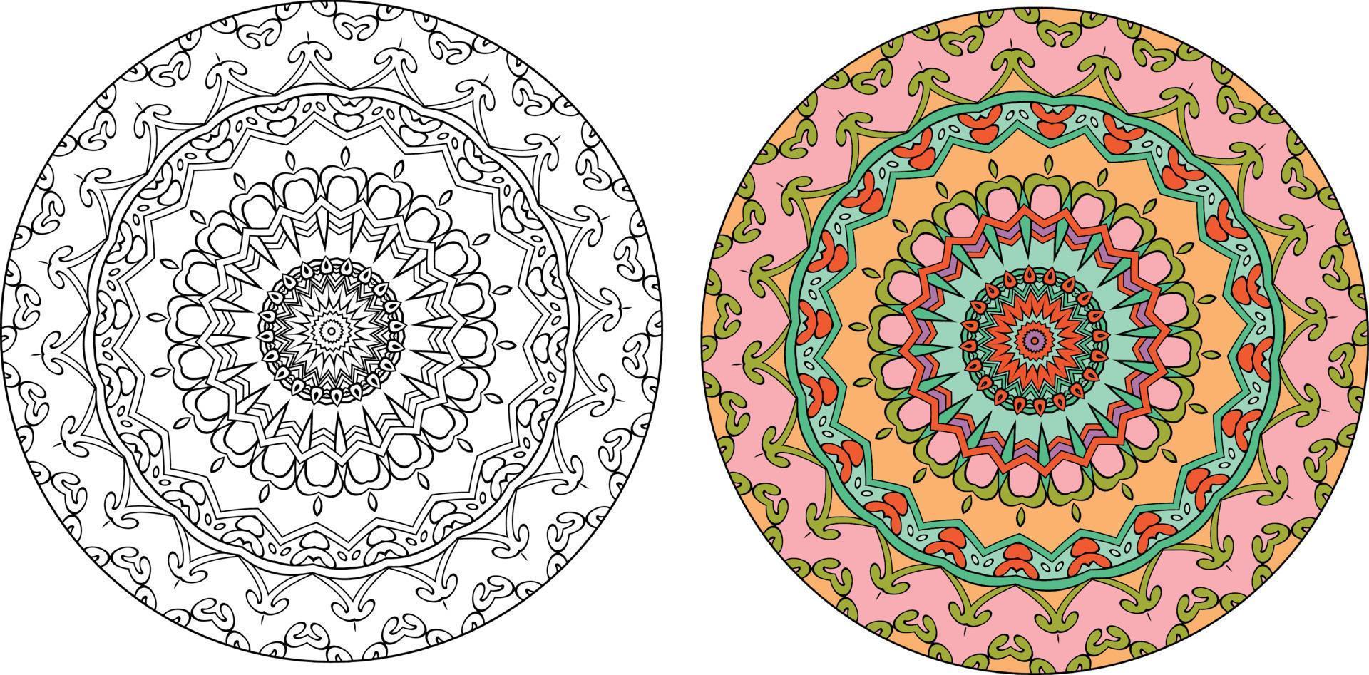 mandala coloré. ornement rond décoratif. isolé sur fond blanc. motifs arabes, indiens, ottomans. pour cartes, invitations vecteur