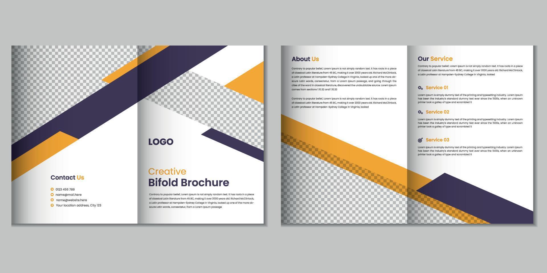 bifold brochure, entreprise profil, prospectus, magazine, annuel rapport, portefeuille a4 Taille modèle conception vecteur