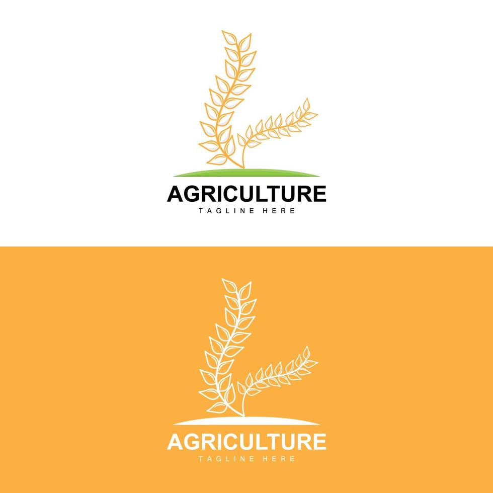 riz logo, agriculture conception, vecteur blé riz icône modèle illustration