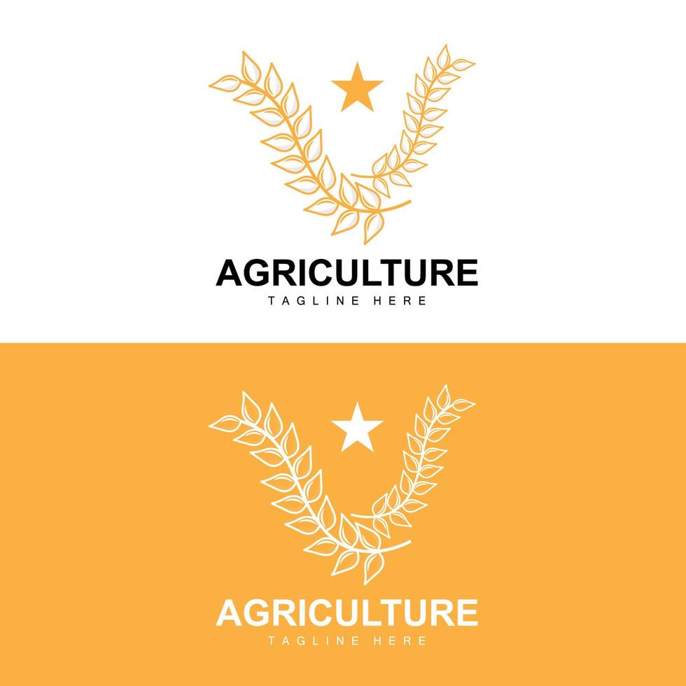 riz logo, agriculture conception, vecteur blé riz icône modèle illustration