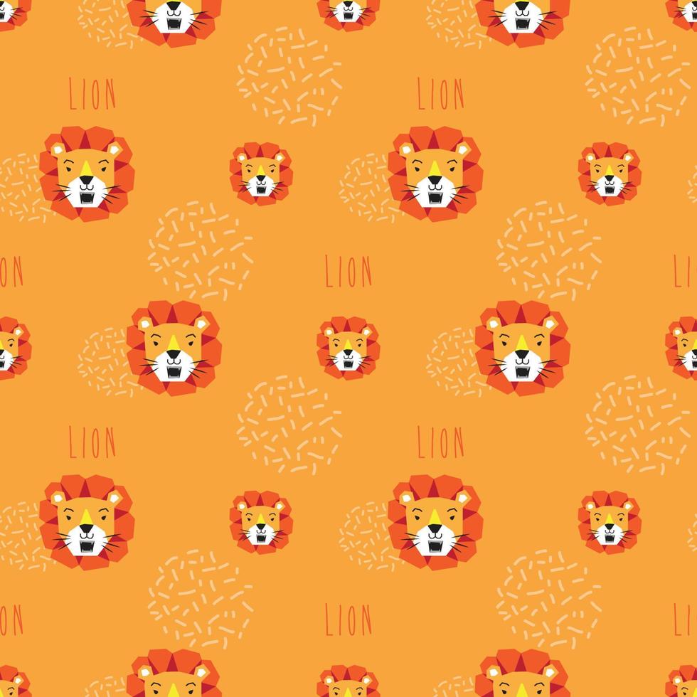 sans couture modèle mignonne Lion tête avec Orange Contexte vecteur