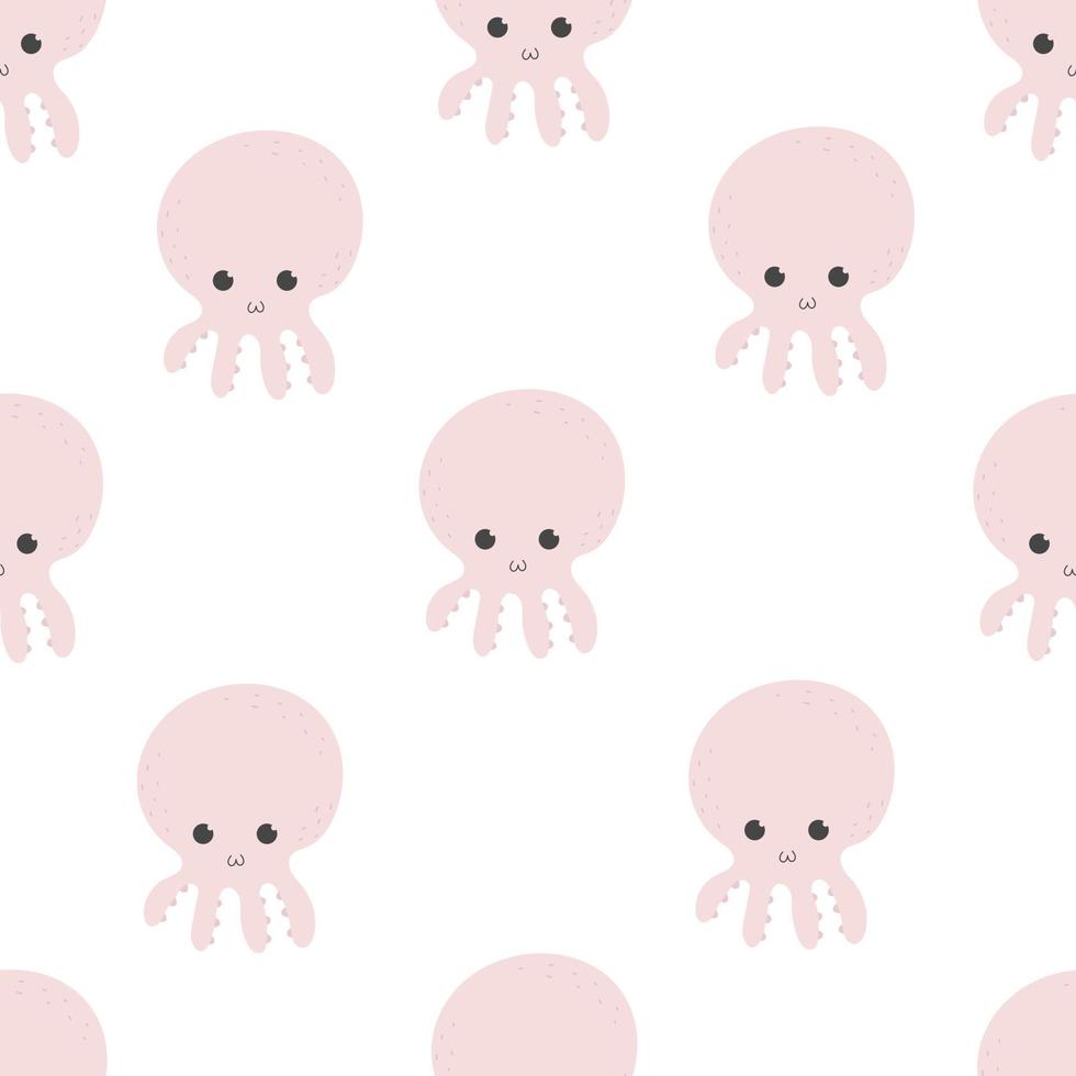 sans couture modèle avec dessin animé poulpes. coloré vecteur pour enfants, plat style. main dessin, animaux. mer vie. bébé conception pour tissu, textile, imprimer, emballage