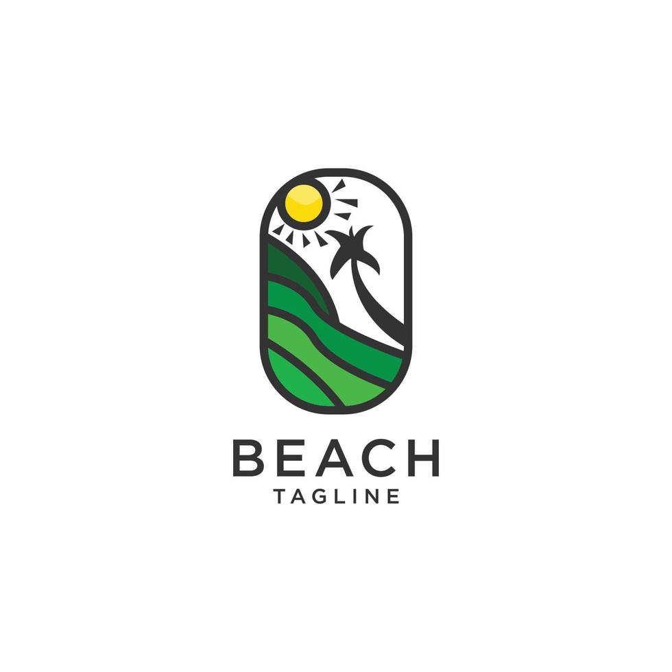 plage logo conception île ancien emblème logo vecteur illustration modèle conception