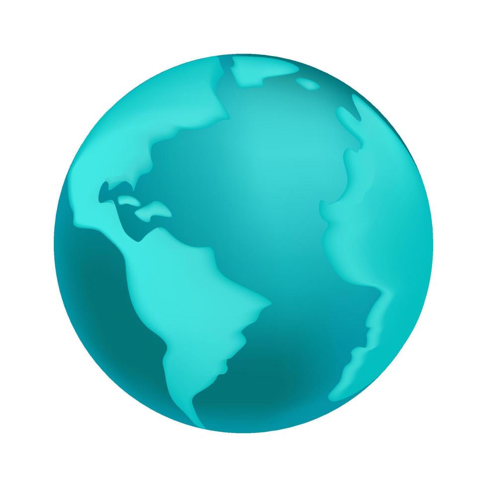 dessin animé planète Terre 3d vecteur icône sur blanc Contexte. Terre journée ou environnement préservation concept. enregistrer vert planète concept
