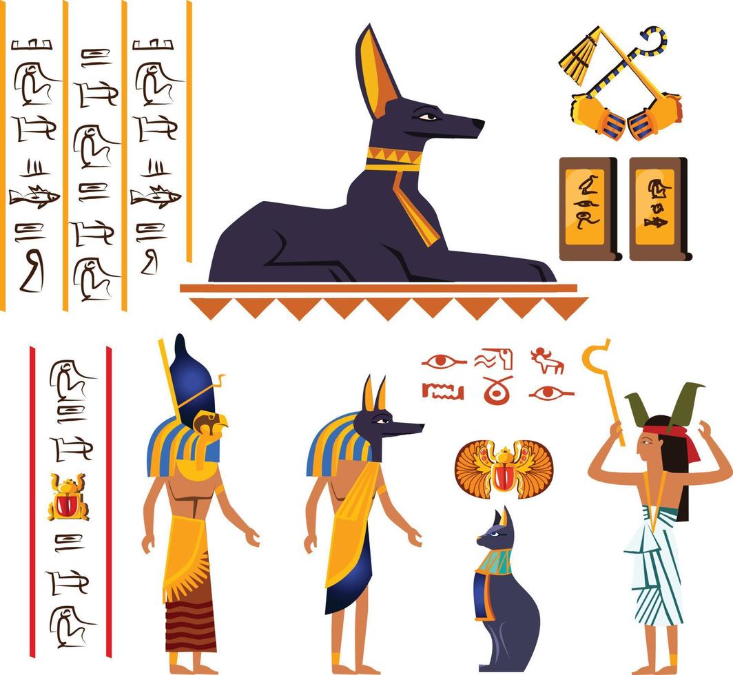 ancien Egypte mur art ou mural dessin animé vecteur