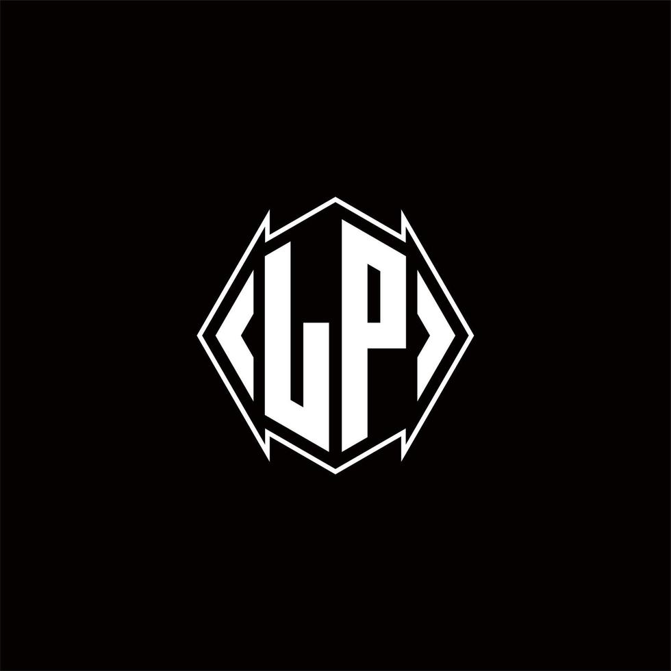 lp logo monogramme avec bouclier forme dessins modèle vecteur