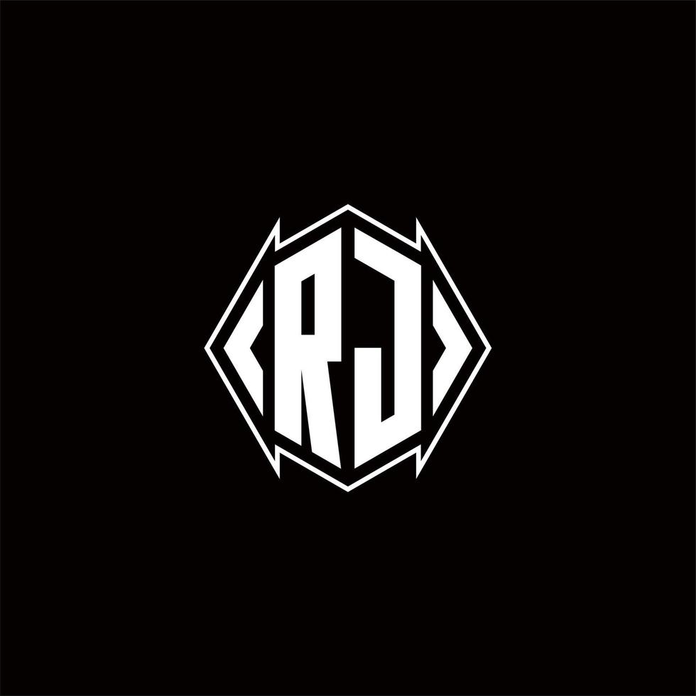 rj logo monogramme avec bouclier forme dessins modèle vecteur