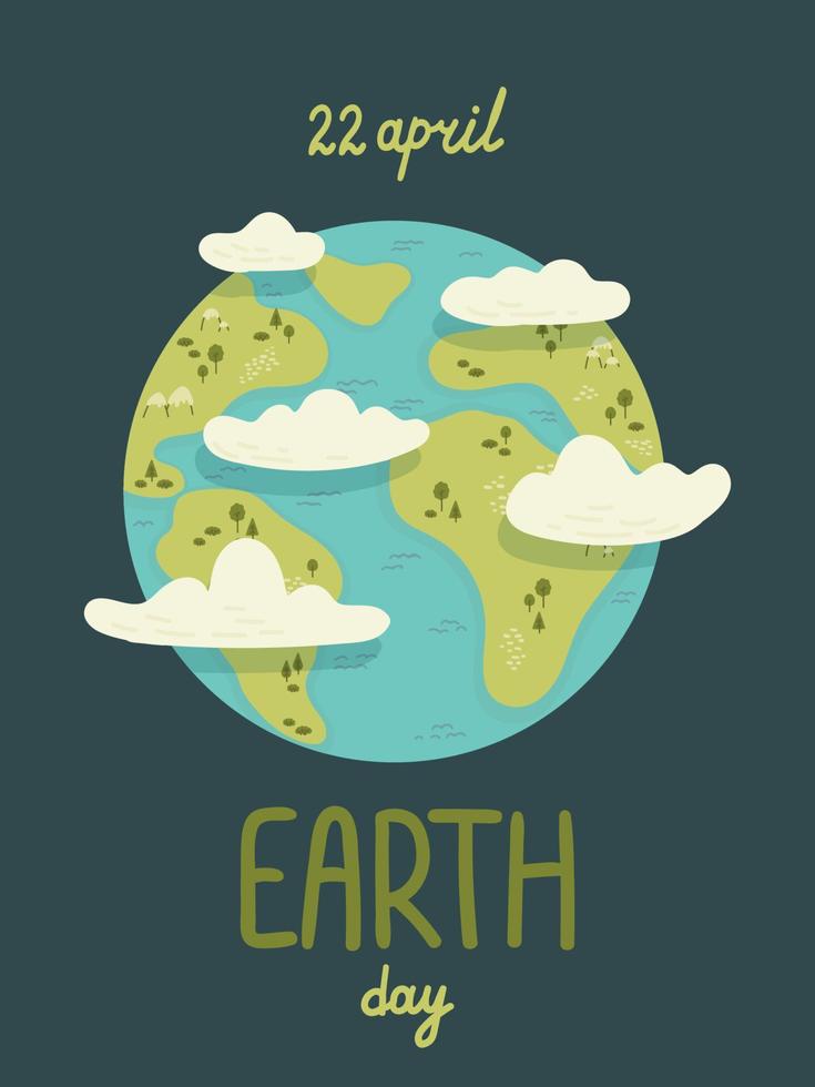 content Terre journée enregistrer la nature. vecteur éco illustration pour social médias, affiche, bannière, carte, prospectus sur le thème de économie planète, Humain mains protéger Terre