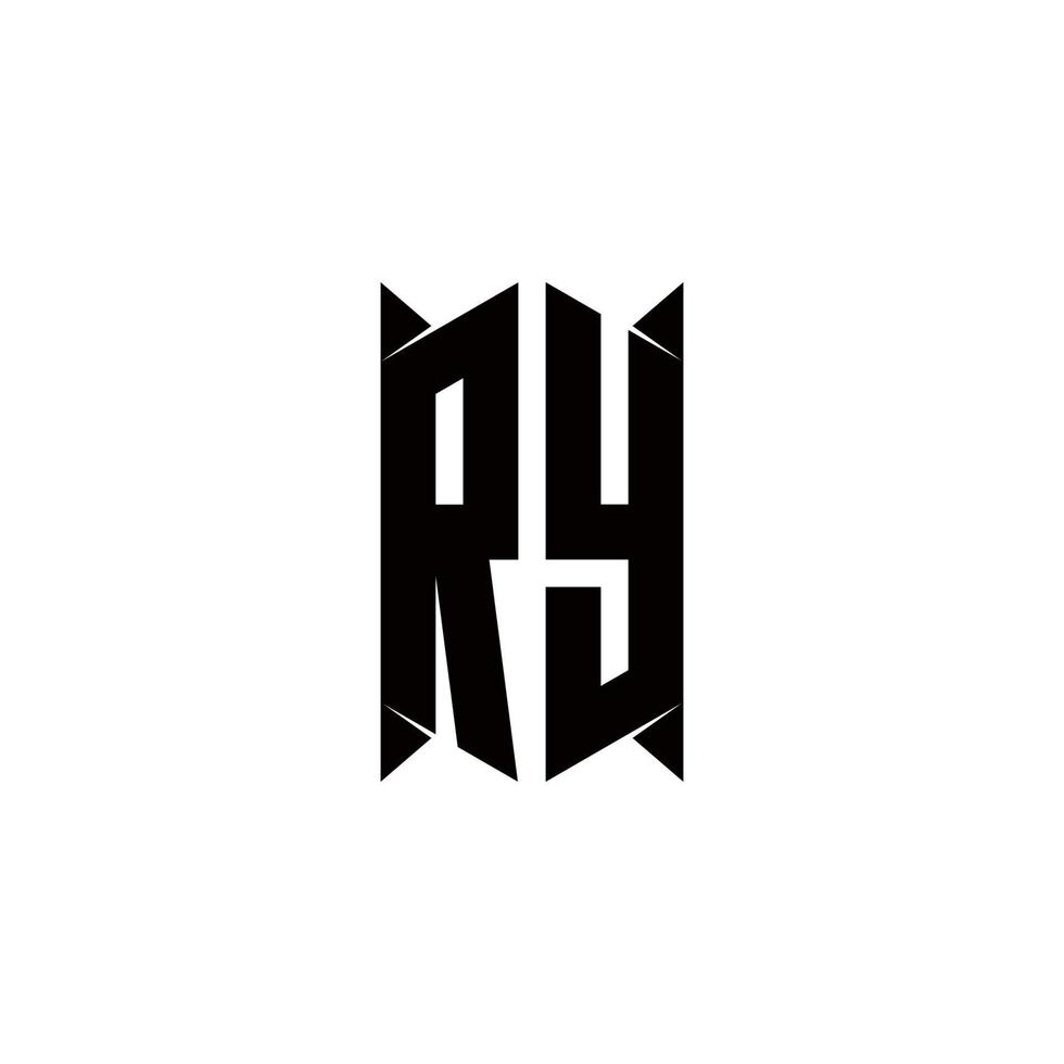 ry logo monogramme avec bouclier forme dessins modèle vecteur