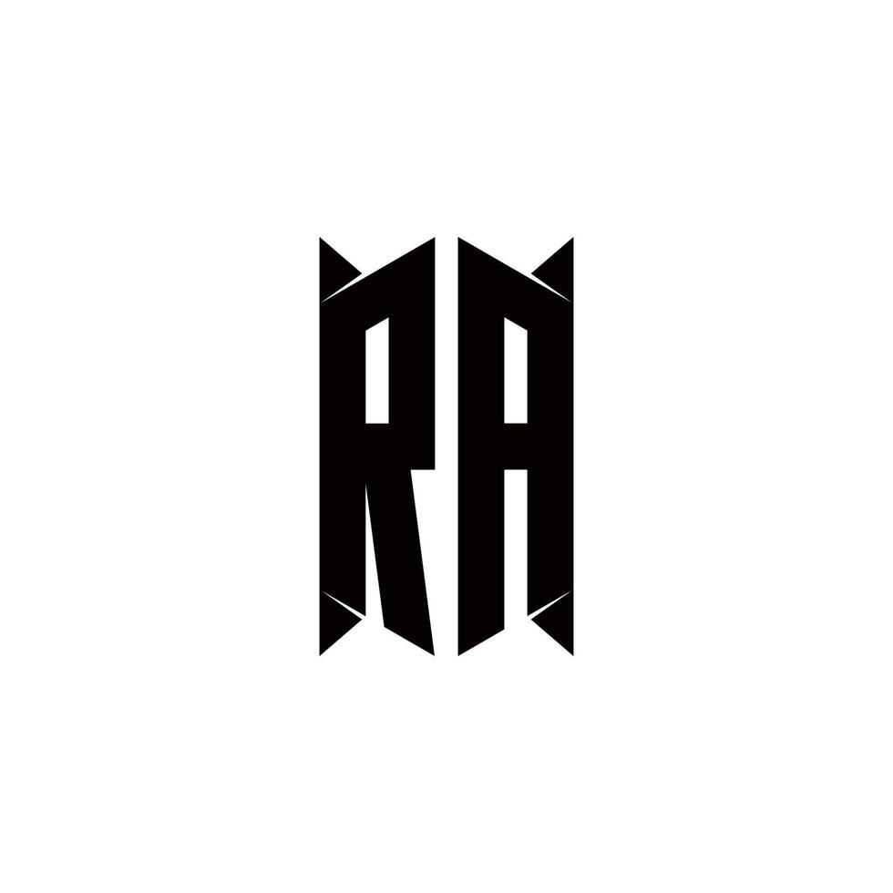 ra logo monogramme avec bouclier forme dessins modèle vecteur