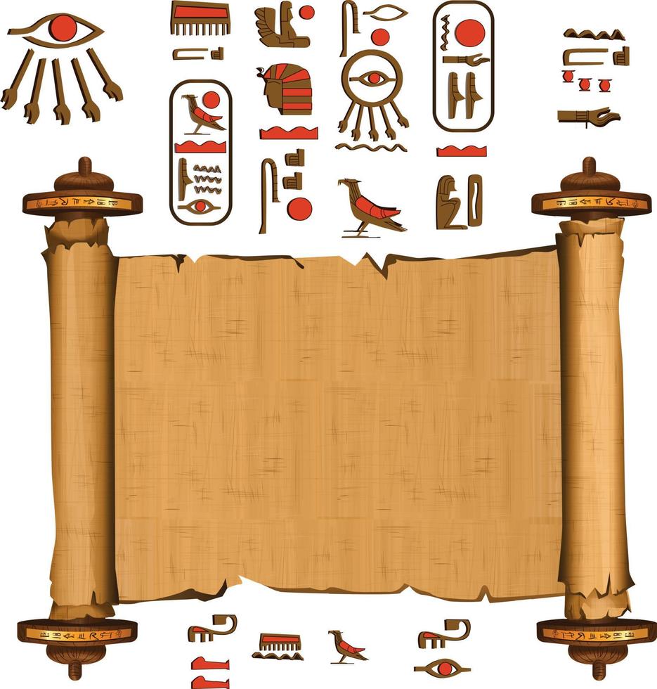 vecteur de dessin animé de défilement de papyrus de l'egypte ancienne