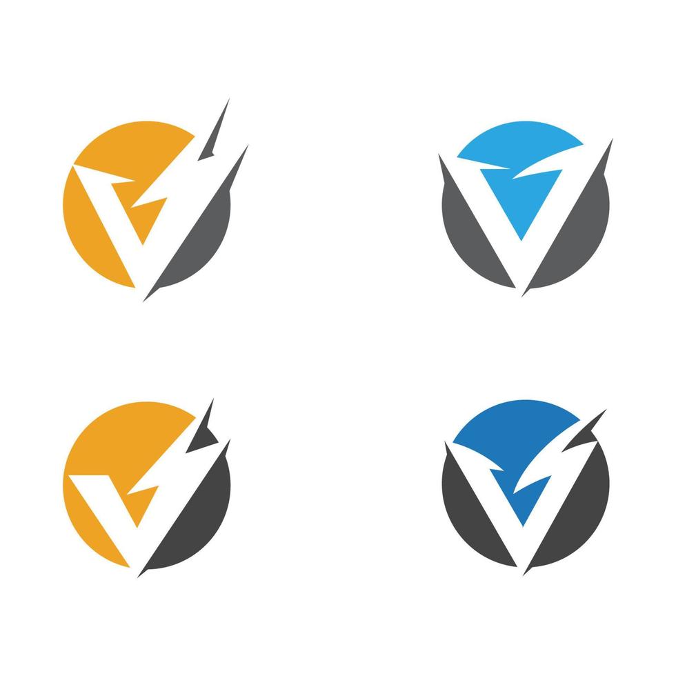 modèle de logo de foudre lettre v vecteur