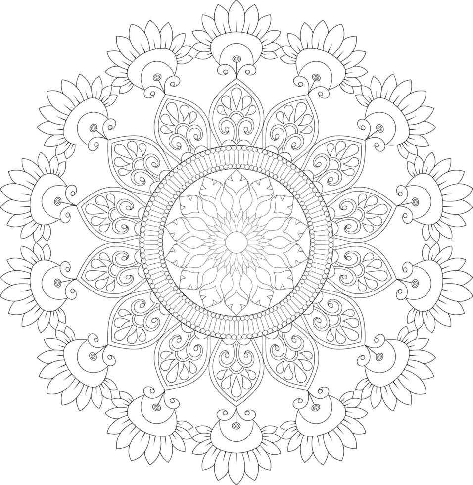 contour mandala pour coloration livre. décoratif rond ornement. anti stress thérapie modèle. tisser conception. vecteur