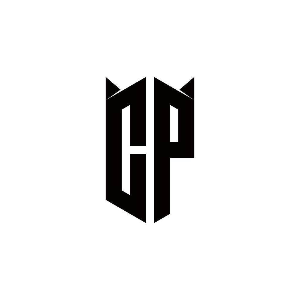 cp logo monogramme avec bouclier forme dessins modèle vecteur