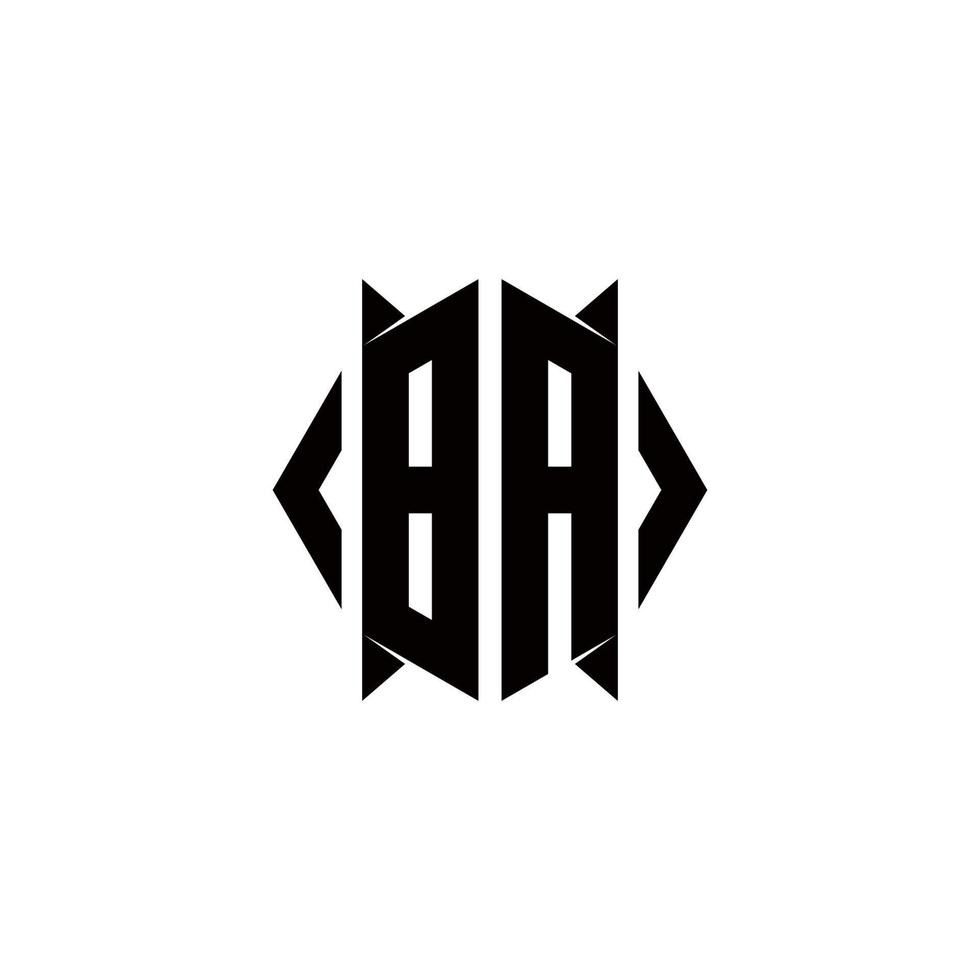 ba logo monogramme avec bouclier forme dessins modèle vecteur