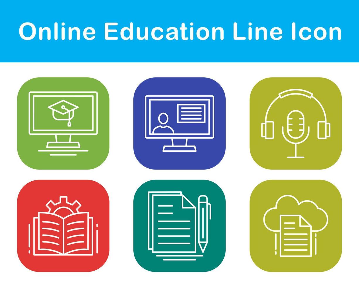 jeu d'icônes vectorielles de l'éducation en ligne vecteur