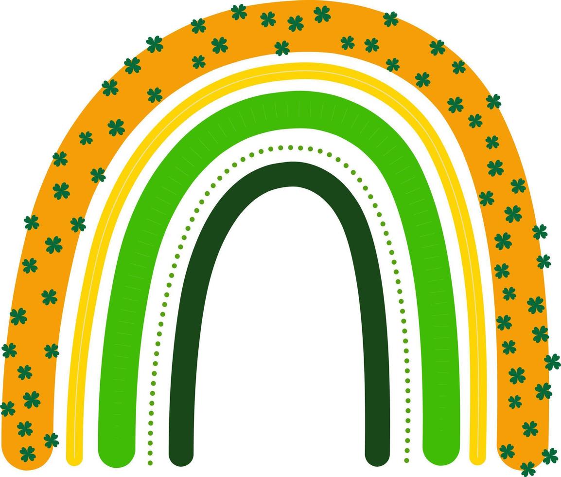 vecteur boho arc en ciel dans vert, orange, et blanc, Achevée avec trèfles. ajouter une pop de Couleur et bien la chance à votre st. patrick's journée conceptions. créer numérique ou impression projets.