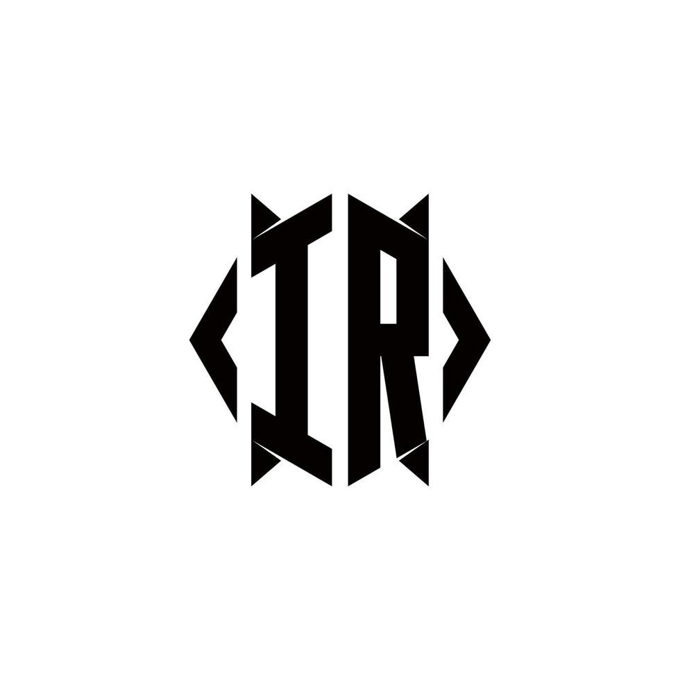 ir logo monogramme avec bouclier forme dessins modèle vecteur